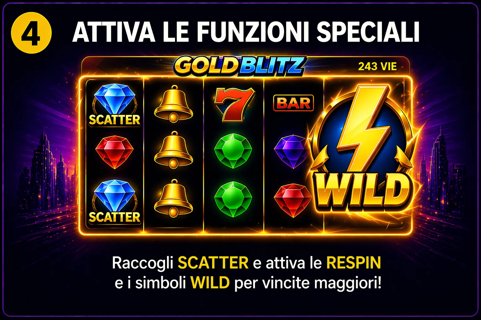Gold Blitz funzioni speciali
